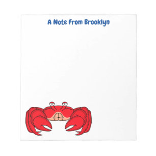 Bloc-note Illustration de crabe rouge mignon en style cartoo