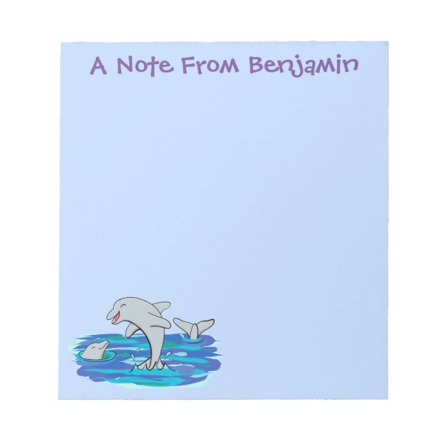 Bloc-note Illustration de dauphins heureux adorables (Devant)