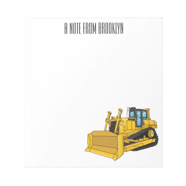 Bloc-note Illustration de dessin animé Bulldozer (Devant)
