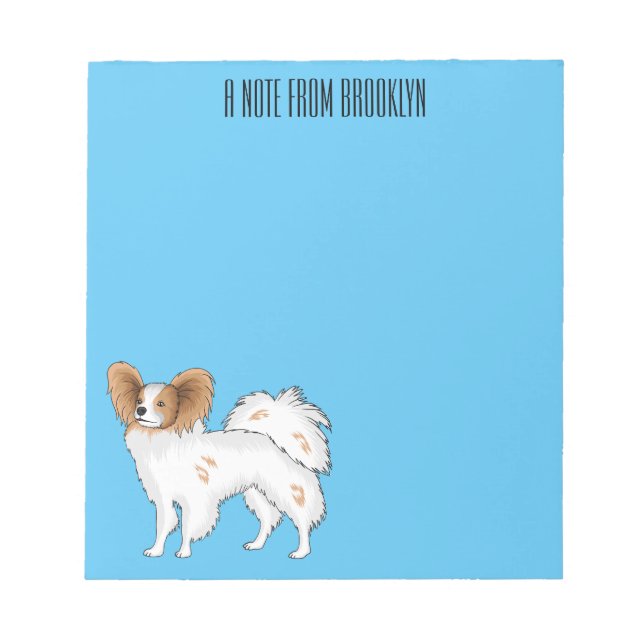 Bloc-note Illustration de dessin pour chien de Papillon (Devant)