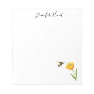 Bloc-note Illustration de fleur jaune et d'abeille