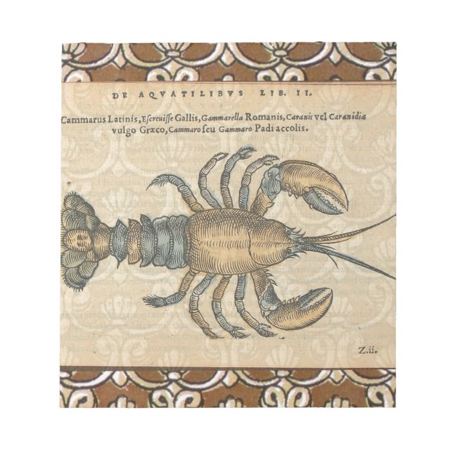 Bloc-note Illustration de homard, fruits de mer du Maine (Devant)