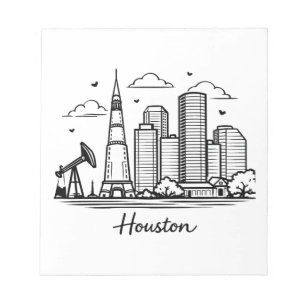 Bloc-note Illustration de Houston en ligne noire