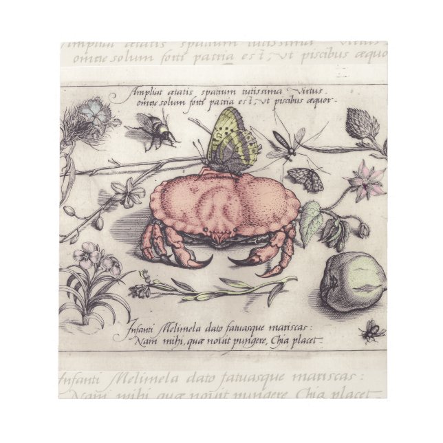 Bloc-note Illustration de la fleur d'insectes botaniques du  (Devant)