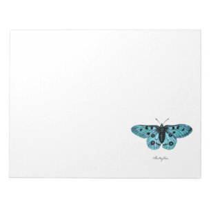 Bloc-note Illustration de papillon bleu sarcelle vintage - 1