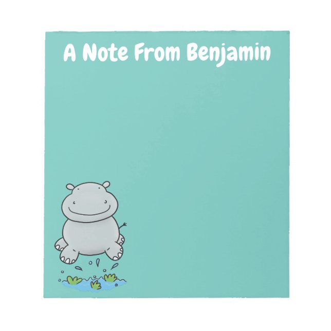 Bloc-note Illustration de saut en hippo mignon (Devant)