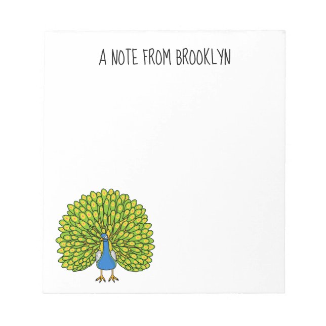 Bloc-note Illustration d'oiseau de paon brillant (Devant)