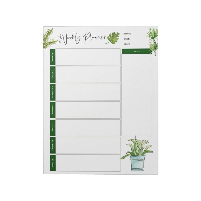 Bloc-note Illustration du plante minimaliste hebdomadaire du (Tourné)
