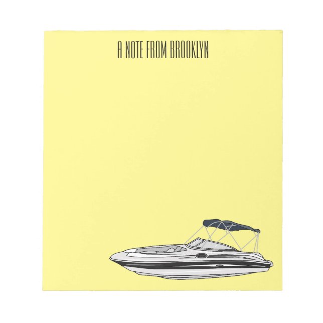 Bloc-note Illustration d'un bateau à moteur (Devant)