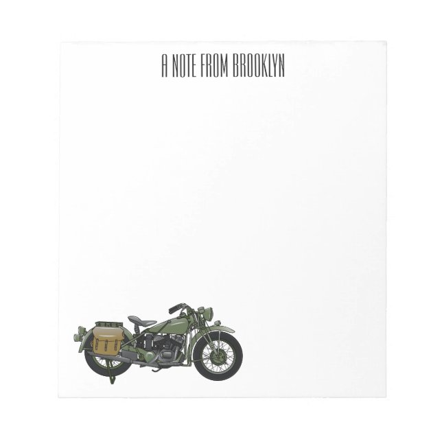 Bloc-note Illustration d'une moto de croiseur militaire (Devant)
