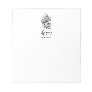 Bloc-note Illustration florale vintage en noir et blanc
