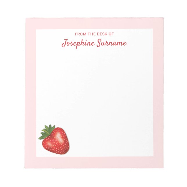 Bloc-note Illustration Fruit Fraise Rouge Avec Nom Personnal (Devant)