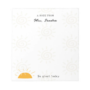 Bloc-note Illustration Sun Note de l'enseignant