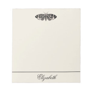 Bloc-note Illustration vintage Moth Beige Noir Personnalisé