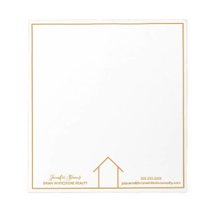 Bloc-note Immobilier Maison Simple Chic Or Personnalisé Real