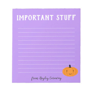 Bloc-note Important, Citrouille d'Halloween mignon Automne v