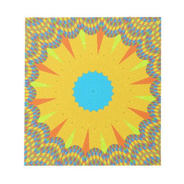 Bloc-note Impression Cyan et Gold Mandala Art (Devant)
