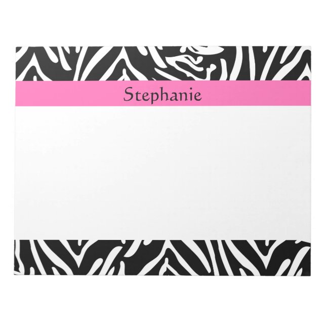 Bloc-note Impression Zèbre noir, blanc et rose chaud personn (Devant)