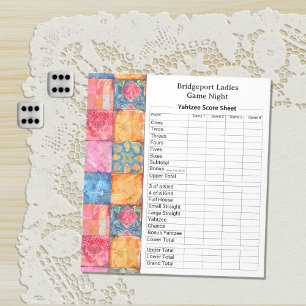 Bloc-note Imprimé coloré patchwork Yahtzee Night