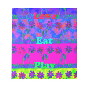 Bloc-note Imprimer Art Motivational Vibrant "Eat Love & Play