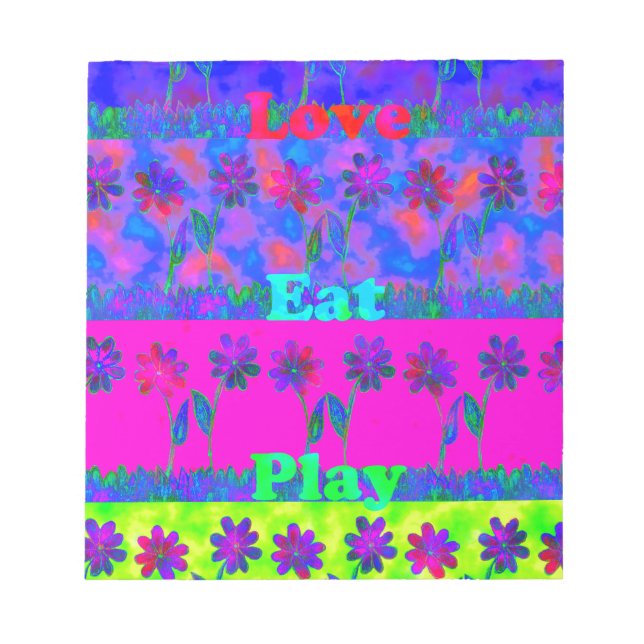 Bloc-note Imprimer Art Motivational Vibrant "Eat Love & Play (Devant)