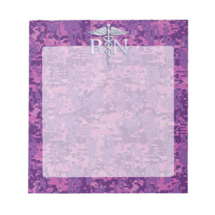 Bloc-note Infirmière inscrite RN Silver Caduceus sur Camo Ro