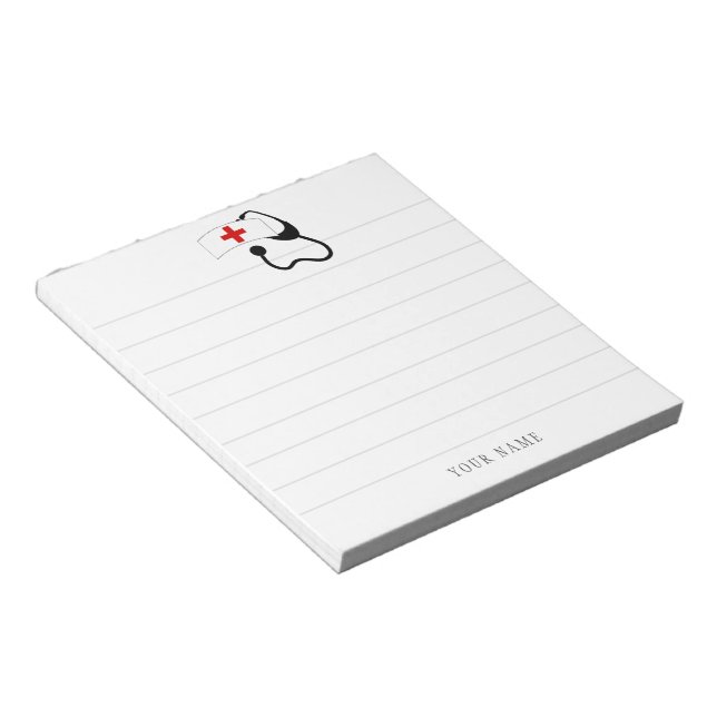 Bloc-note Infirmière personnalisée Stethoscope Médicale blan (Incliné)