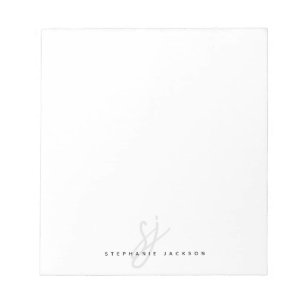Bloc-note Initiales de script monogramme minimaliste