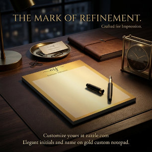 Bloc-note Initiales élégantes sur or