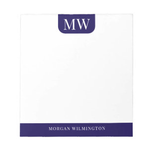 Bloc-note Initiales Homme 2 Navy Bleu Professionnel Non Doub