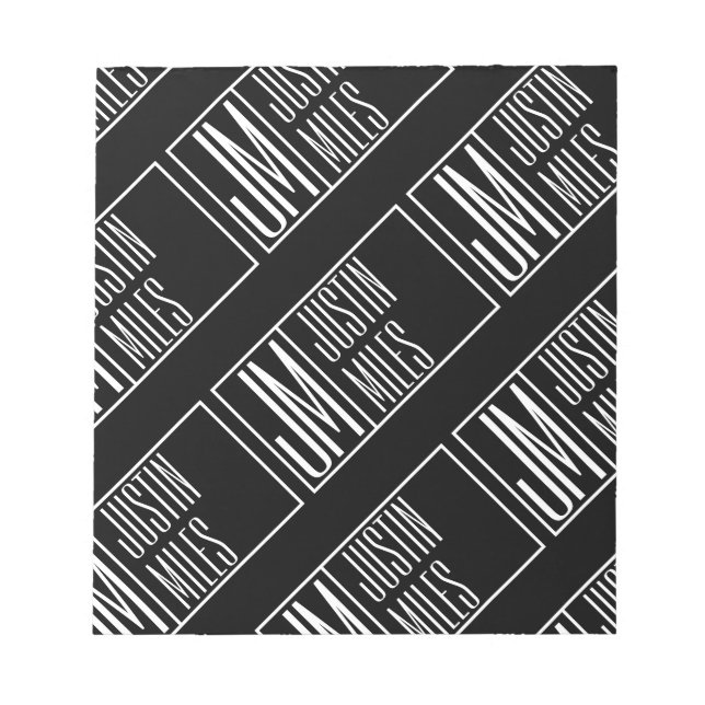 Bloc-note Initiales modernes avec motif de monogramme de nom (Devant)