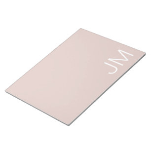 Bloc-note Initiales Monogrammées en Rose Pâle Tendance et Su