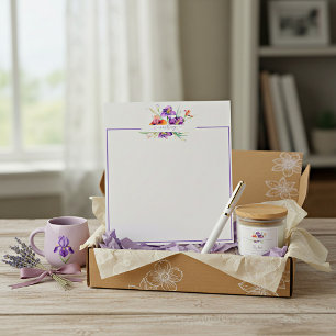 Bloc-note Iris aquarelle violette personnalisée 