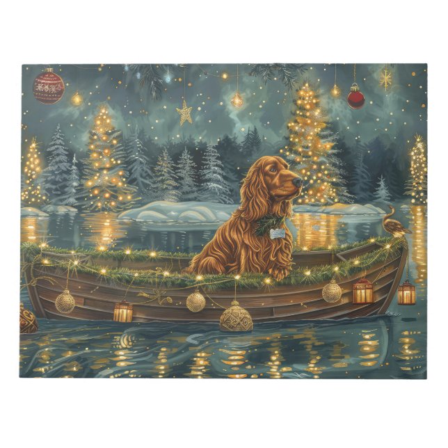 Bloc-note Irish Red Setter Christmas Festive Voyage (Devant)
