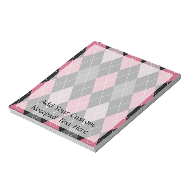 Bloc-note Jacquard rose, gris et noir (Tourné)