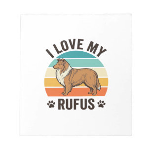 Bloc-note J'adore mon design de chien vintage Rufus_1