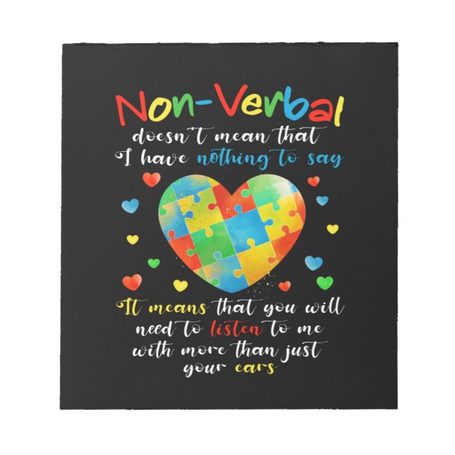 Bloc-note J'Ai NONVERBAL Sensibilisation sur l'autisme Puzzl (Devant)