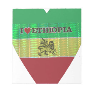 Bloc-note J'aime Ethiopie Beaux Coeurs Couleurs