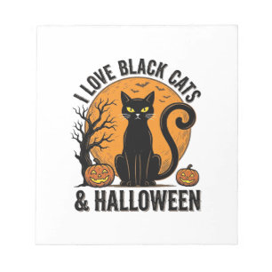Bloc-note J'aime les chats noirs Halloween Vintage Shirt Des