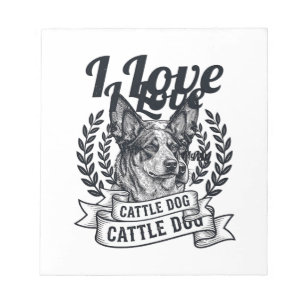 Bloc-note J'aime mon chien de troupeau dessin de gravure vin
