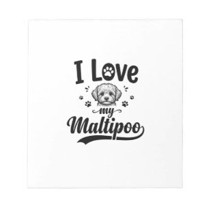 Bloc-note J'aime mon design de chien vintage gravure Maltipo