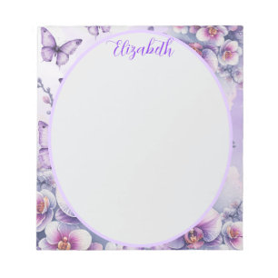 Bloc-note Jardin de papillons anglais violet et lavande
