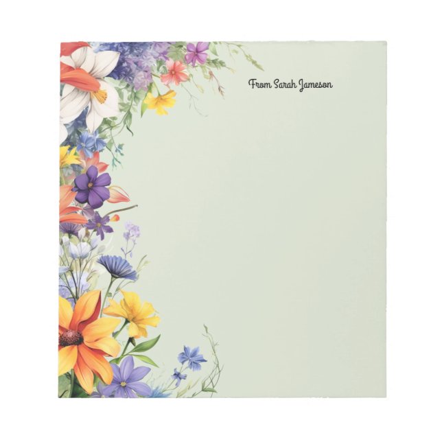 Bloc-note Jardin Floral fleur sauvage personnalisé (Devant)