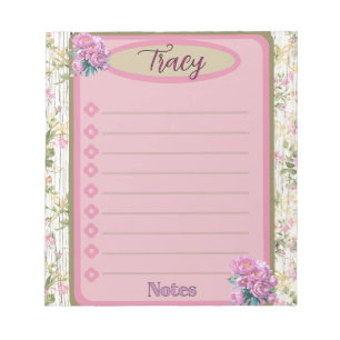Bloc-note Jardin Floral Rose Cottagecore Personnalisé