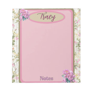 Bloc-note Jardin Floral Rose Cottagecore Personnalisé