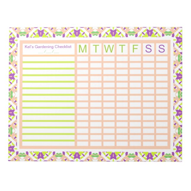 Bloc-note Jardin jardinage croissance hebdomadaire Tracker p (Devant)