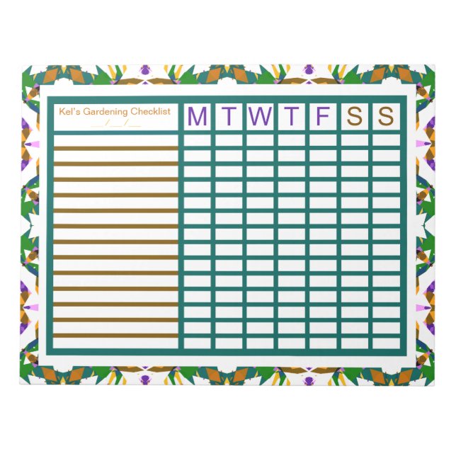 Bloc-note Jardin jardinage croissance hebdomadaire Tracker p (Devant)