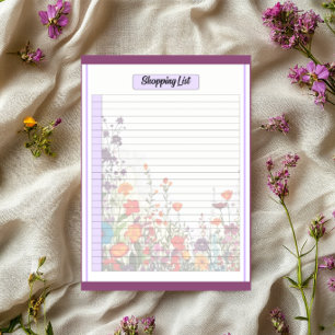 Bloc-note Jardin pourpre fleuri _ Liste d'achats