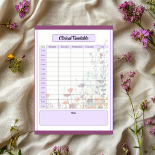 Bloc-note Jardin Violet en Fleur _ Horaire Clinique