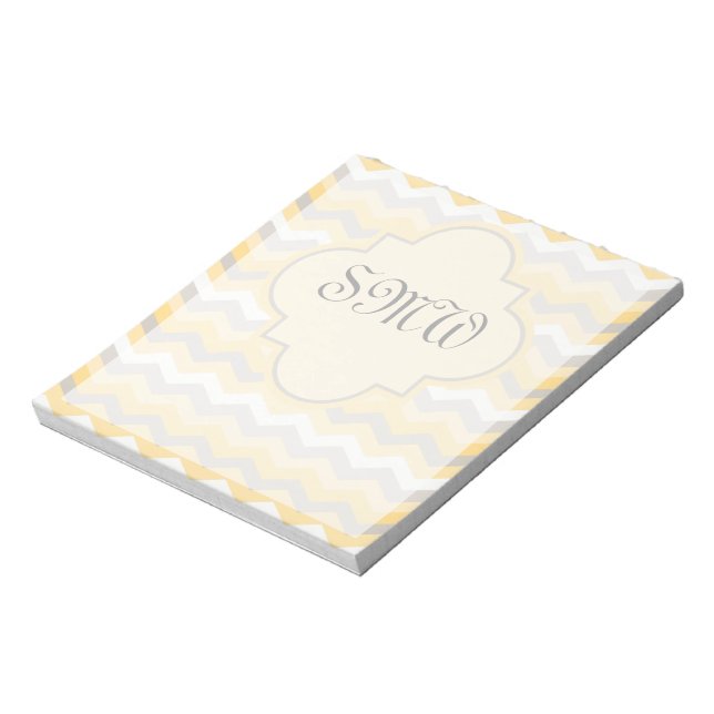 Bloc-note Jaune/Gris Chevron Zigzag (Tourné)